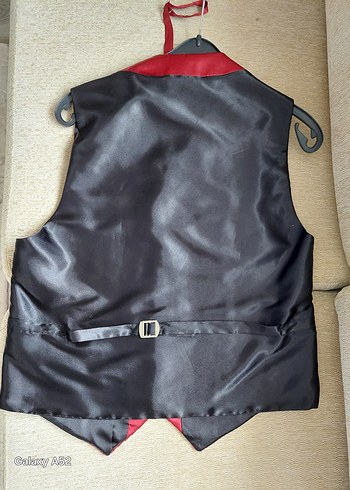 Bordo Pilili Saten Halter Yaka Damatlık Yelek - Görsel 4