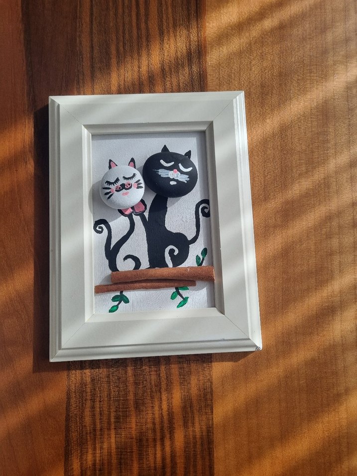 Renkli Kedi ve Balık Temalı 3 Parça Tablo Seti - Görsel 3