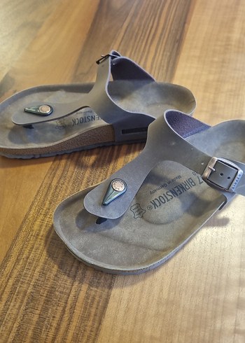 Gri Kadın Kemerli Dolgu Topuk Terlik - Görsel 2