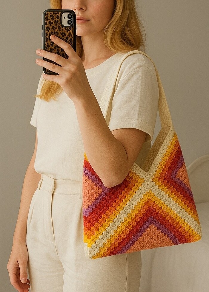 Sunset Tote/ Gün Batımı Çanta - Görsel 3