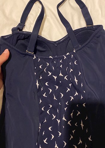 Kadın Lacivert Desenli Askılı Mayo - Görsel 5