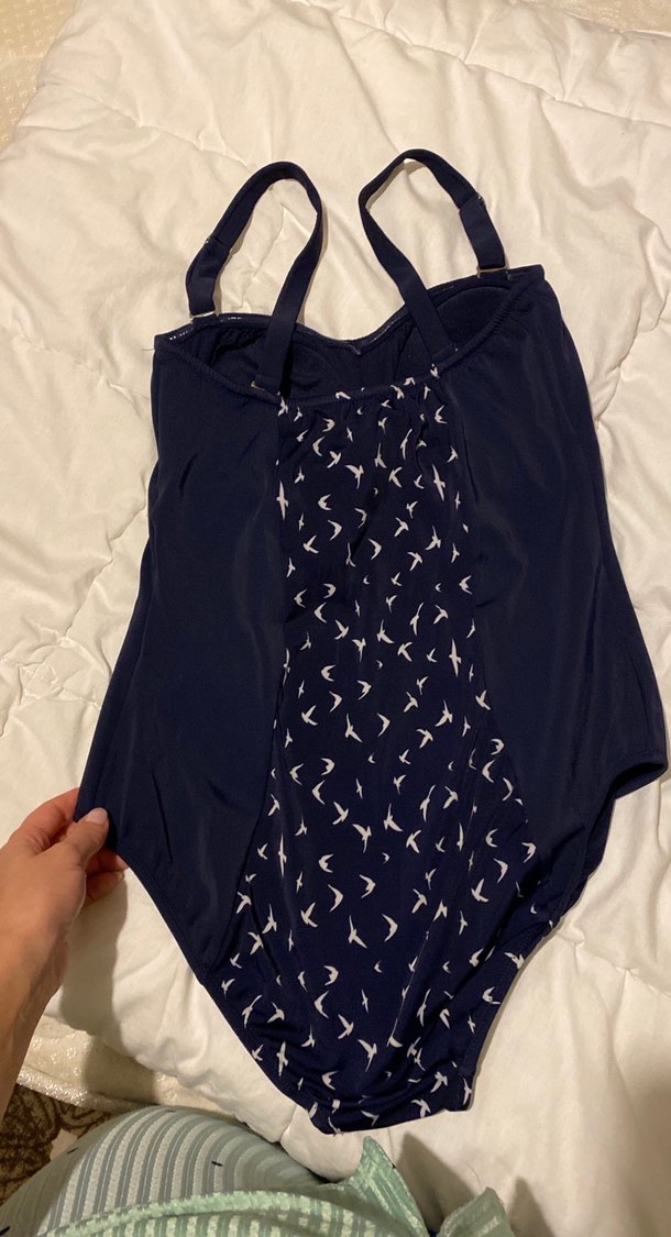 Kadın Lacivert Desenli Askılı Mayo - Görsel 4