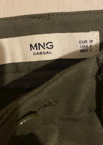 Kadın Haki Kumaş normal bel havuç pantolon - Görsel 5