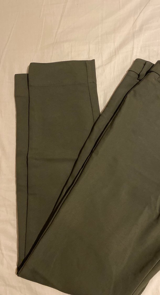 Kadın Haki Kumaş normal bel havuç pantolon - Görsel 3
