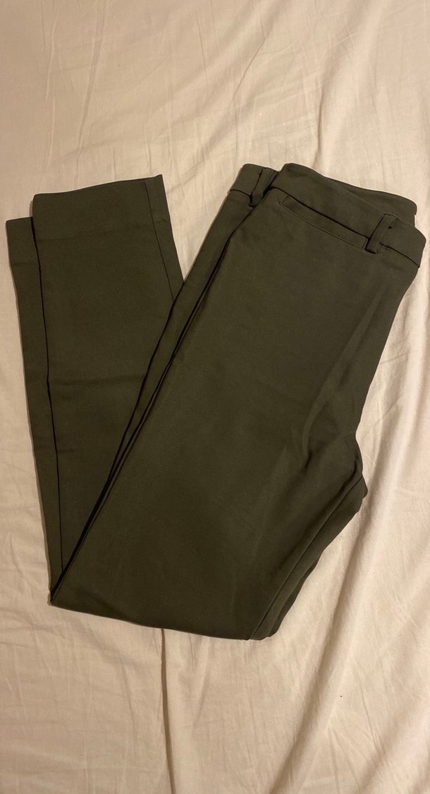 Kadın Haki Kumaş normal bel havuç pantolon - Görsel 2