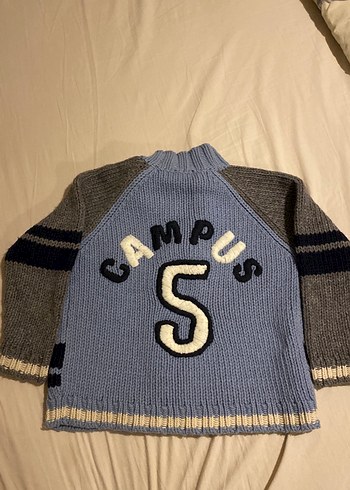 Erkek Çocuk Gri Yün Örgü fermuarlı hırka - Görsel 4