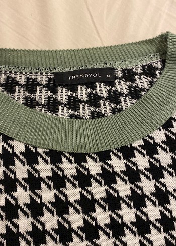 Kadın Kazayağı Desenli Örme Süveter - Görsel 2