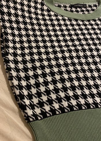 Kadın Kazayağı Desenli Örme Süveter - Görsel 3