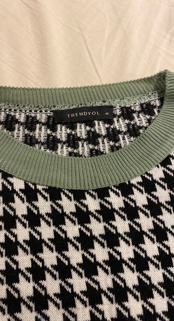 Kadın Kazayağı Desenli Örme Süveter - Görsel 2