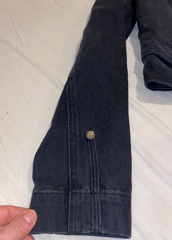 Düğmeli Siyah Denim Kadın Ceket - Görsel 8