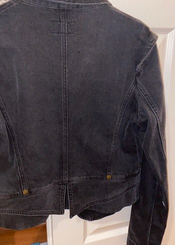 Düğmeli Siyah Denim Kadın Ceket - Görsel 7