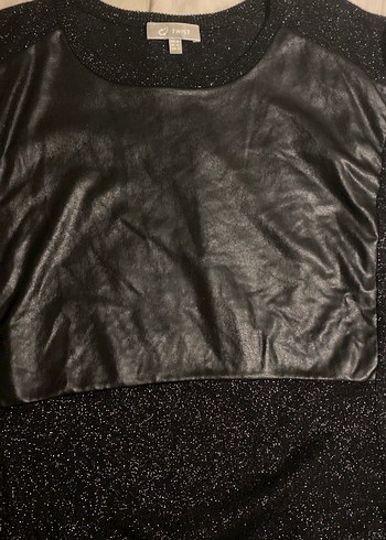 Siyah Deri Detaylı Kadın Triko - Görsel 3