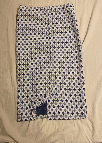 Mavi Gri Desenli Midi Kalem Etek - Görsel 5