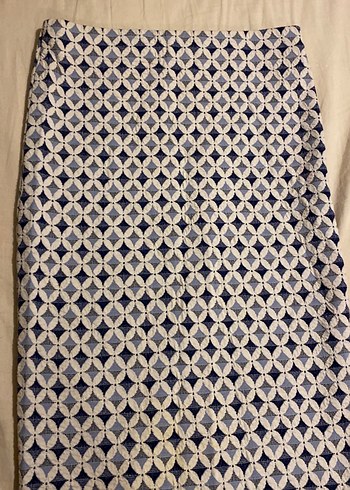 Mavi Gri Desenli Midi Kalem Etek - Görsel 2