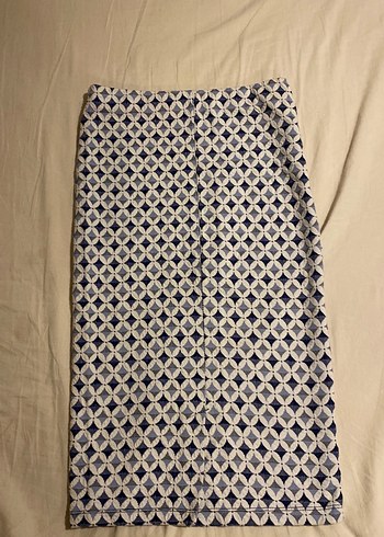 Mavi Gri Desenli Midi Kalem Etek - Görsel 4