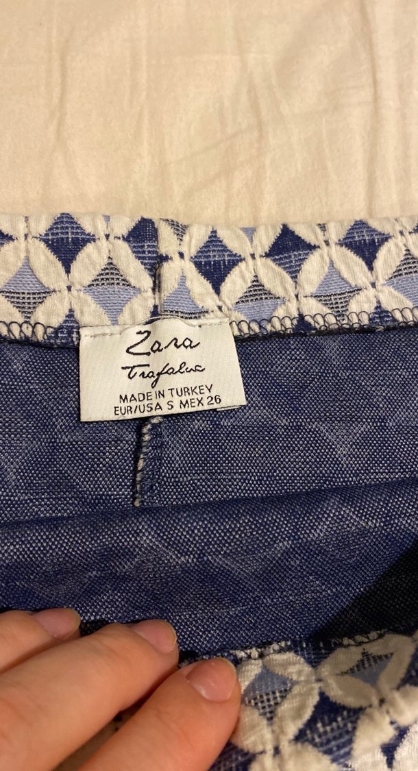 Mavi Gri Desenli Midi Kalem Etek - Görsel 3