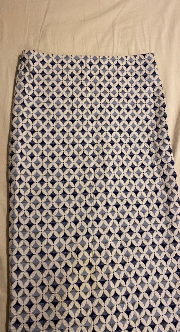 Mavi Gri Desenli Midi Kalem Etek - Görsel 2