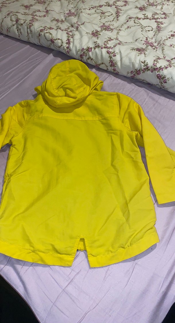 Sarı Kapüşonlu Fermuarlı Çocuk yağmurluk - Görsel 4