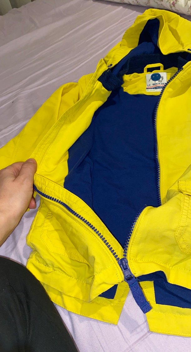 Sarı Kapüşonlu Fermuarlı Çocuk yağmurluk - Görsel 3