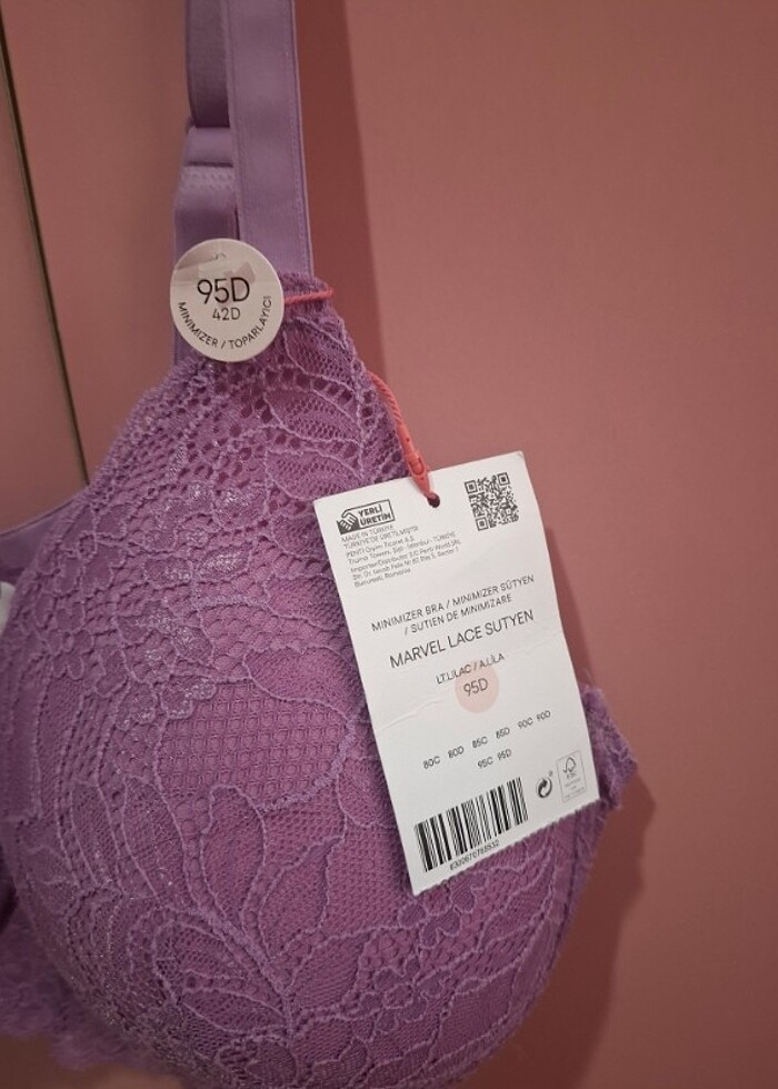 Lila Balenli Pedli Dantelli Sütyen 95 D - Görsel 3