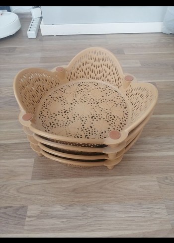 Bej 4 Katlı Kahverengi Plastik Sepet ürün sıfır kullanılmadı