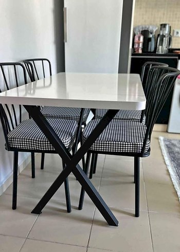 Beden siyah Renk 4 SANDALYELİ YEMEK MASA SANDALYE TAKIMI