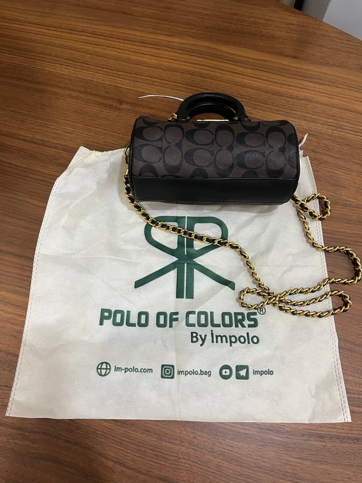 Coach Zincir Detaylı Siyah Deri El Çantası - Görsel 3