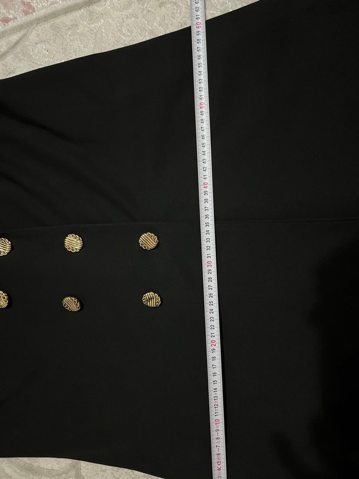 Siyah kerevize yaka blazer uzun ceket - Görsel 2