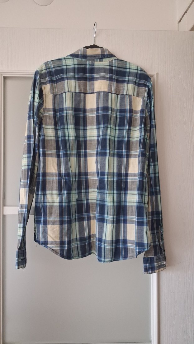 Mavi Ekose Uzun Kollu Gömlek - Görsel 4