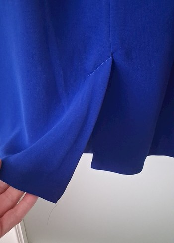 Klasik Lacivert Fırfırlı Midi Elbise - Görsel 5