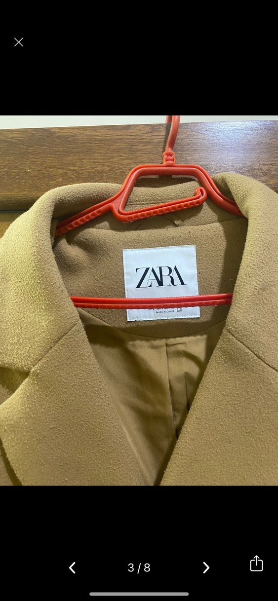 Zara Bej Çift Düğmeli Kaban - Görsel 3