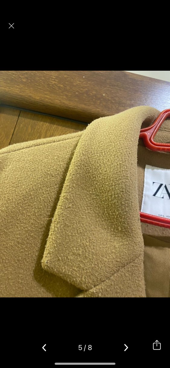 Zara Bej Çift Düğmeli Kaban - Görsel 4