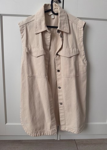 H&M Düğmeli Bej denim Midi Yelek