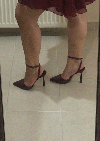 Bordo Rugan Tokalı Stiletto - Görsel 5