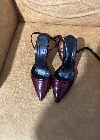 Bordo Rugan Tokalı Stiletto - Görsel 2