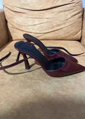 Bordo Rugan Tokalı Stiletto - Görsel 4