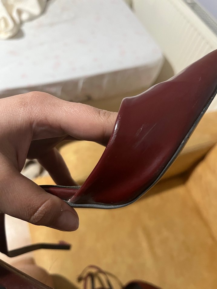 Bordo Rugan Tokalı Stiletto - Görsel 3