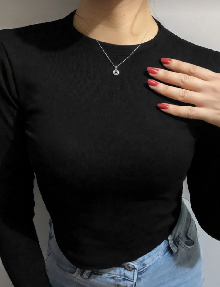 Siyah Uzun Kollu Günlük Üst - Görsel 2