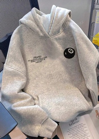 Gri Kapüşonlu Kadın Sweatshirt