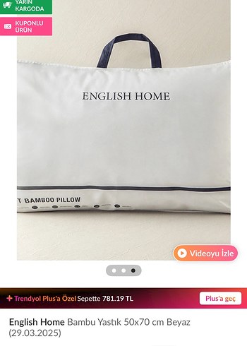 Beden beyaz Renk ENGLISH HOME Yumuşak Bambu Yastık