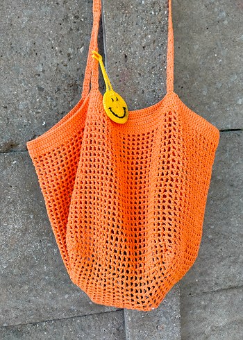 Turuncu Örgü Kadın Çanta - Görsel 2