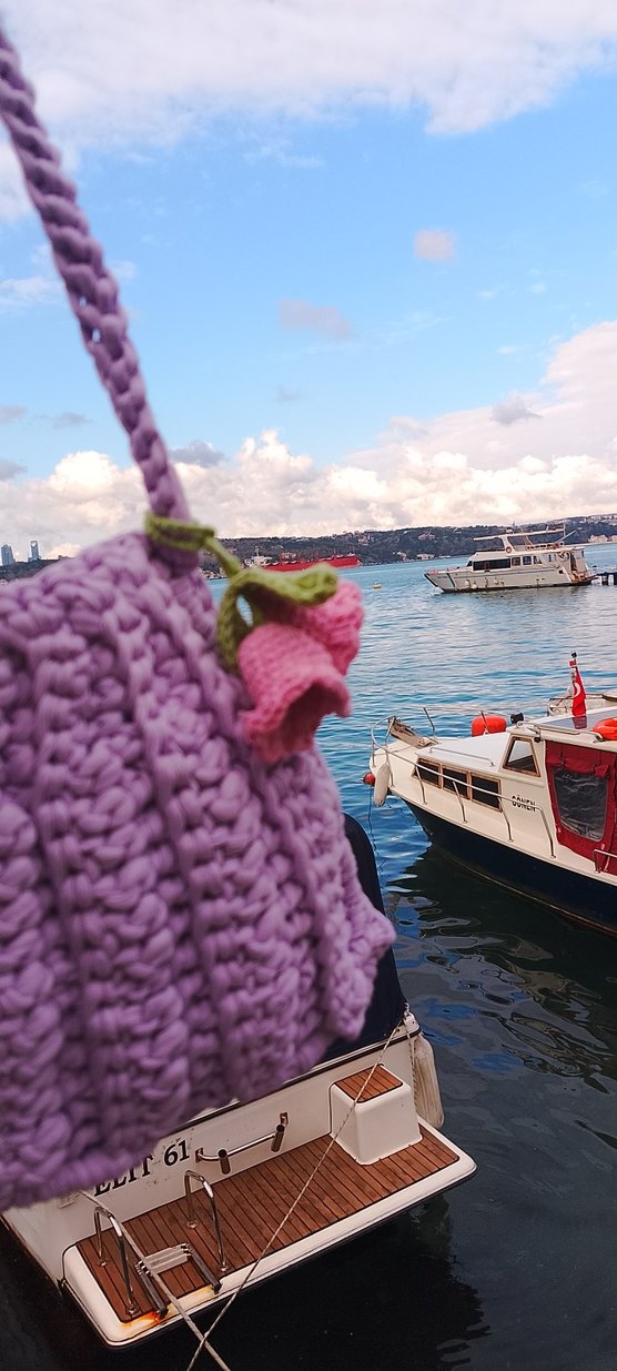 Pembe Örgü Bohem Kadın Çanta - Görsel 2