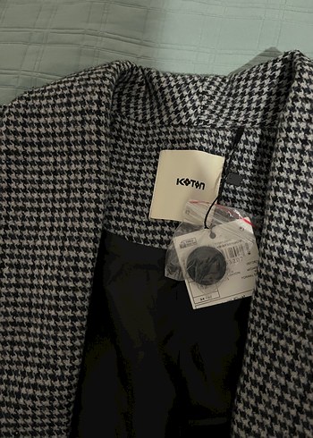 Gri Ekose Kadın Midi Blazer - Görsel 2