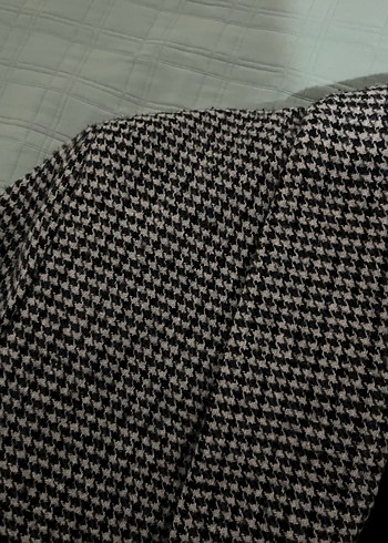 Gri Ekose Kadın Midi Blazer - Görsel 3