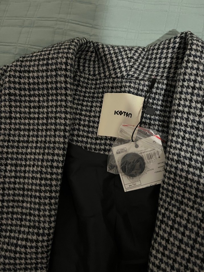 Gri Ekose Kadın Midi Blazer - Görsel 2