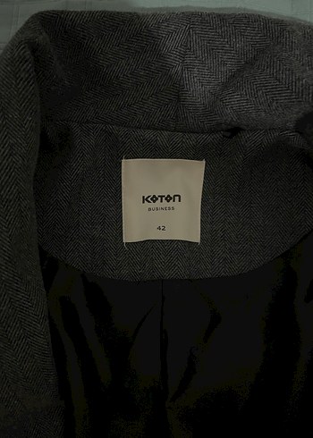 Gri Kadın Keten Blazer Ceket - Görsel 3