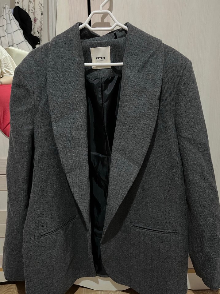 Gri Kadın Keten Blazer Ceket - Görsel 5