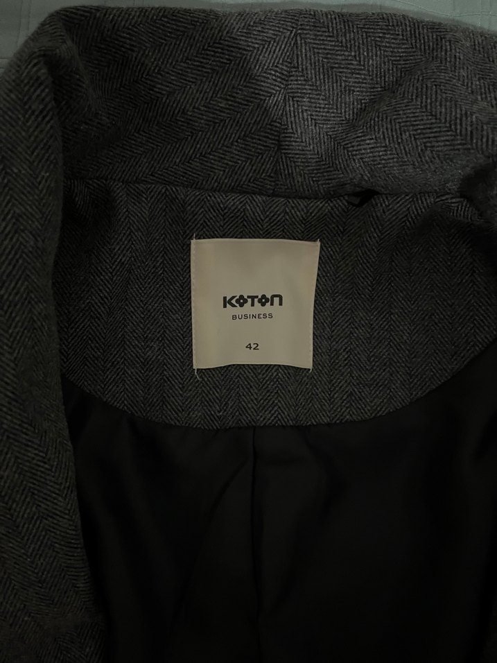 Gri Kadın Keten Blazer Ceket - Görsel 2