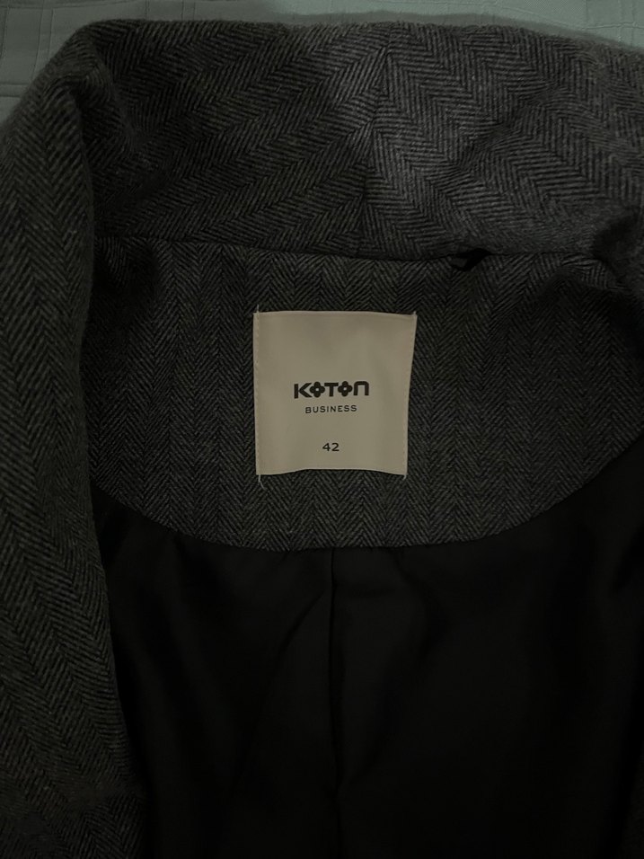 Gri Kadın Keten Blazer Ceket - Görsel 3