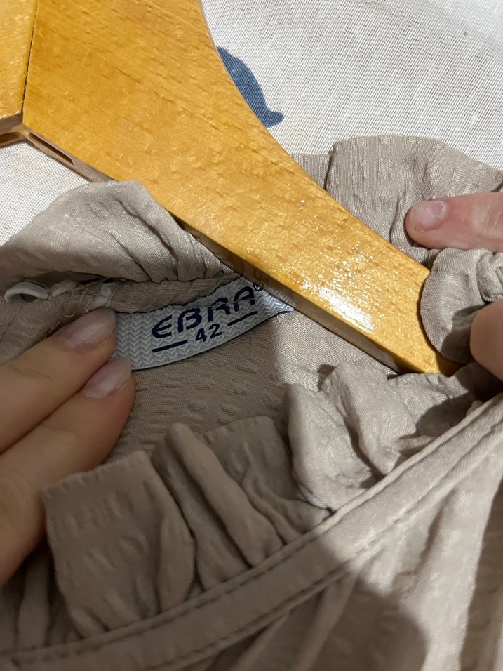 Uzun Kollu, Fırfırlı Bej Midi Tunik - Görsel 2